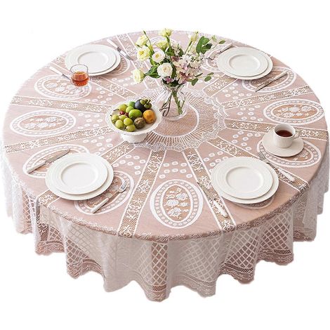 Dessous de verre rond en dentelle brodée ajourée, set de table, nappe, décoration pour le café (1/5)