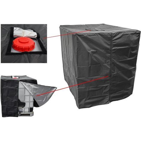 Housse de réservoir IBC - Pour réservoir d'eau de 1000 l - Pour réservoir IBC, Fermeture Éclair Noire., 120×100×116 (1/5)