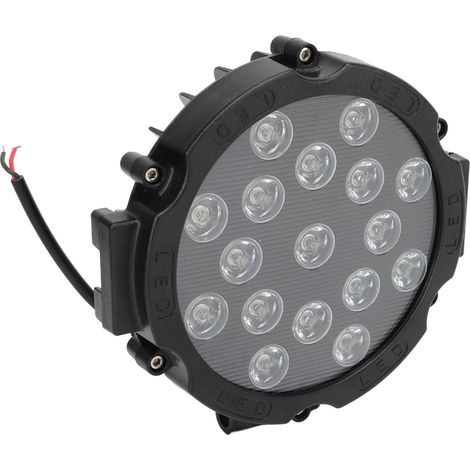 Phares LED ronds tout-terrain 7 pouces 51 W 10-30 V, éclairage blanc, projecteur de route, feu antibrouillard pour pare-chocs, toit, bateau, VTT, camion, moto (1/5)