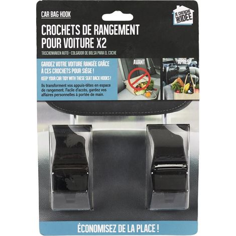 Lot de 2 Crochets de Rangement "Voiture" 8cm Noir (1/5)