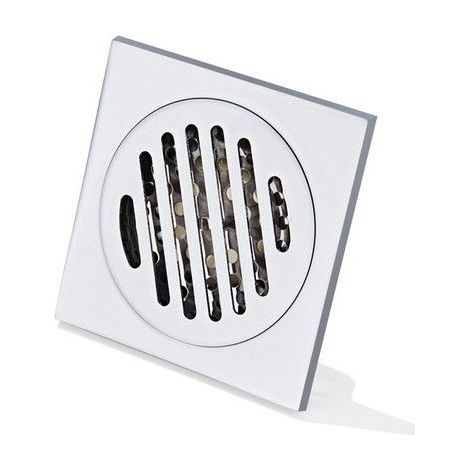 Grille de douche carrée - Acier inoxydable robuste - Dimensions 100x100 mm - Anti-odeur - Évacuation rapide (1/4)