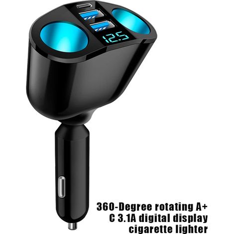 Chargeur de voiture QC3.0 66 W, adaptateur secteur double USB 12 V/24 V, charge rapide (1/5)