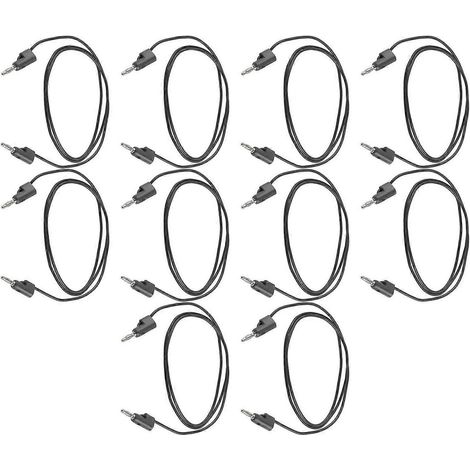 10er-Set Bananenstecker-Prüfleitungen, Stecker auf Stecker, Messingkern, elektrische Prüfleitungen J.70006, 4 mm, schwarz