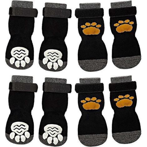 Lot de 8 chaussettes antidérapantes pour chien avec sangle réglable pour une meilleure adhérence en intérieur. (1/5)