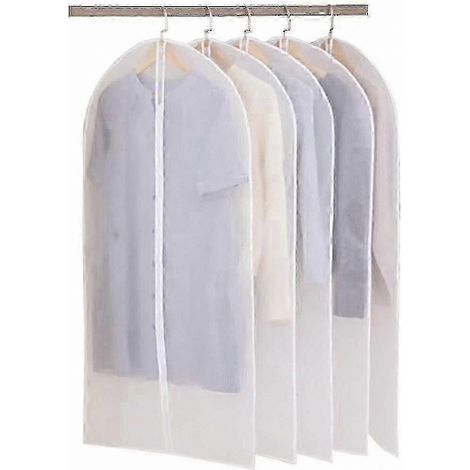 Housse à vêtements translucide en PEVA avec fermeture éclair, 60 x 140 cm, imperméable et anti-poussière pour robes et manteaux (1/5)