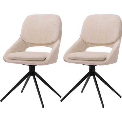 Lot de 2 chaises de salle à manger HWC-N73, chaise de cuisine, pivotante Auto-Return, tissu/textile chenille (490g/m²) O (1/2)