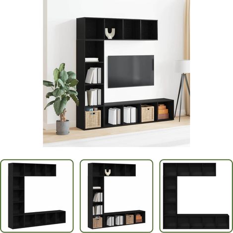 Bücherregal Schwarz - Bücherregal 3 pcs Schwarz Eichen-Optik 36 x 30 x 143 cm (1/5)