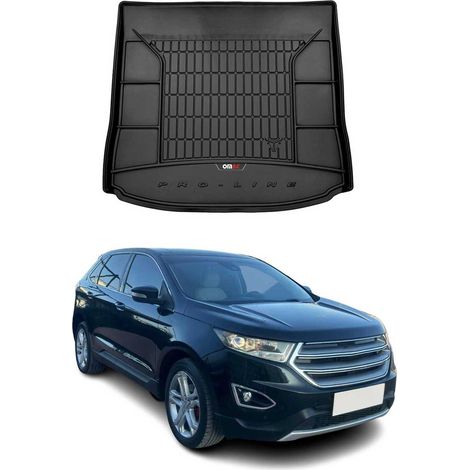 Tapis de Coffre 3D TPE Premium Compatible avec Ford Edge II 2014 à 2023, Bac de Protection de Coffre Intérieur antidérapant Revêtement de Coffre Bords Hauts pour Voiture Noir