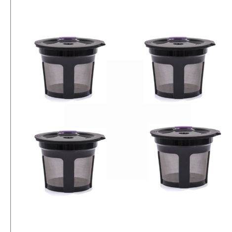 Cápsula de café reutilizable (para cafeteras de una sola taza, paquete de 4, cápsula negra recargable)