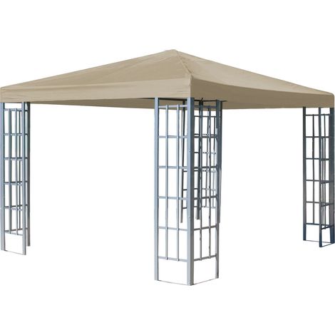 Rank Pavillon 3x3m Beige Metallpavillon Polyester PVC beschichtet