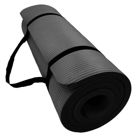 Tappetino antiscivolo per Pilates e yoga da donna, spessore 1 cm, con cinghie, TPE, 183 x 60 x 1 cm