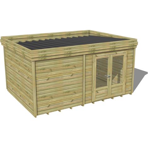 ABRI DE JARDIN bois traité 27mm, 4,7x3,4m, 16m2, Plancher