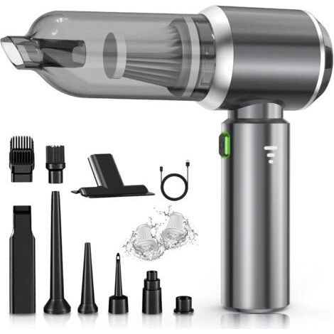Aspirateur à Main, 25000Pa Aspirateur à Main sans Fil, Aspirateur de Voiture à 3 Vitesses avec Moteur sans Brosse, Mini Aspirateur de Voiture pour Voiture Animaux Maison Car (1/5)