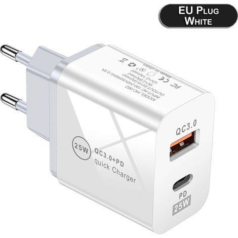 1 Adaptateur secteur, Chargeur rapide USB-C, QC 3.0, Compact, Blanc, Maison Voyage Bureau (1/5)