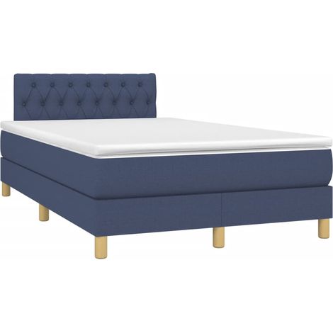 Maison Exclusive - Sommier à lattes de lit avec matelas bleu 120x190 cm tissu (1/5)
