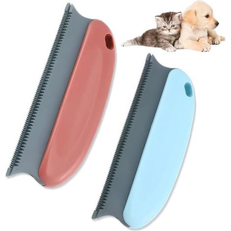 Duo de brosses caoutchouc anti-poils. Enlève les poils de chien/chat sur toutes surfaces. Utilisation sèche ou humide. (1/4)