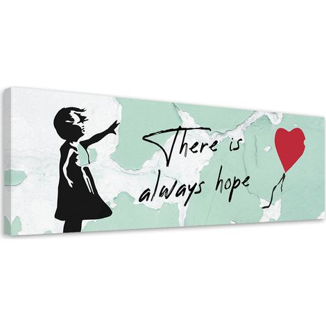 Tableau sur toile Fille Banksy avec ballon 90x30 (1/5)