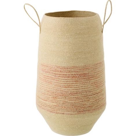 Panier Avec Anses en Jonc "Galene" 60cm Naturel & Orange (1/3)
