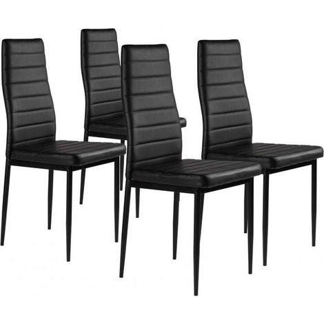 Sillas de ecopiel para salón y comedor, juego de 4, negro, ModernHome