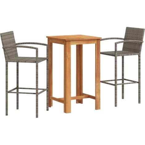 Maison Exclusive - 3-tlg. Gartenbar-Set Grau Massivholz Akazie un