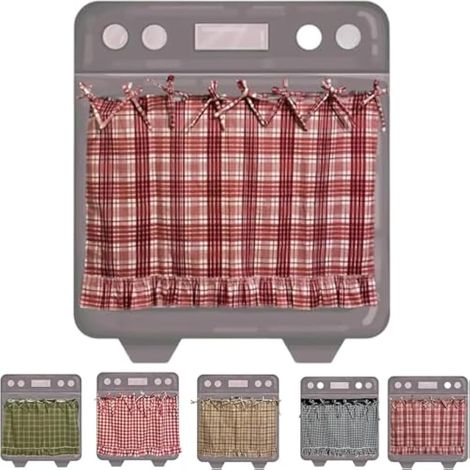 Jupes de four faites à la main, décoration de cuisine de ferme, jupes de four brodées à la main, attaches en ruban résistantes à la chaleur, onglets et bordure à volants, installation sans effort (1/5)