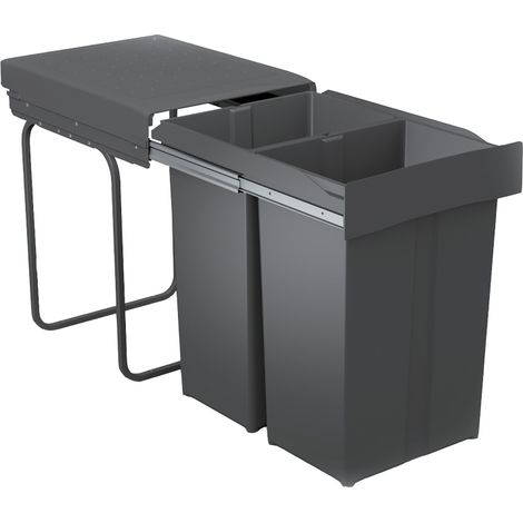 Poubelle coulissante 58L 2 seaux – Amortisseur sans – Métal et plastique – Hauteur 500 mm – Largeur 343 mm – Pour espaces réduits – Gollinucci (1/3)