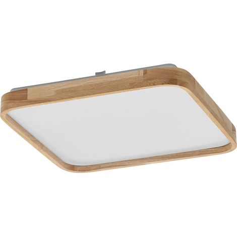 OSRAM Plafonnier LED ORBIS Alicia avec décor bois, 24 W, 1600 lm, 3000 K, 395 x 395 mm, blanc chaud agréable, gradation par clic, protection IP20, vis de montage et chevilles incluses (1/4)