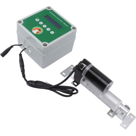 Kit de moteur électrique pour porte de poulailler avec actionneurs linéaires, capteur de lumière et télécommande (100-240 V, prise US). (1/5)