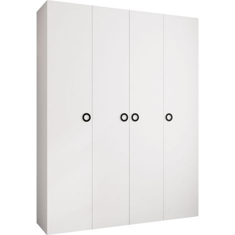 Armoire Hartford 554, Blanc, 246x190x42cm, Portes d'armoire: Avec des charnières, Nombre d'étagères: 12 (1/5)