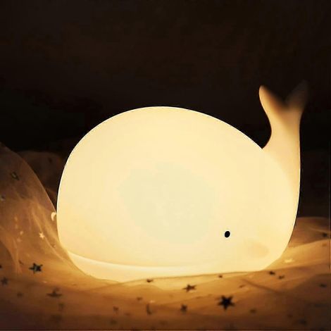 Veilleuse Bébé Silicone Baleine LED Minuterie, Lampe Enfant Adorable, Cadeau Anniversaire Fille Adolescent (1/5)