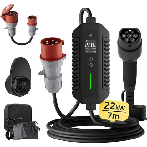 Electric Car Charger 22kW [7m, Three Phase, 6A-32A] Type 2 CEE Plug (1/5)