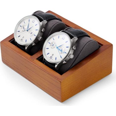 Scatola portaorologi in legno, con due orologi e supporto, unisex (grigio scuro).