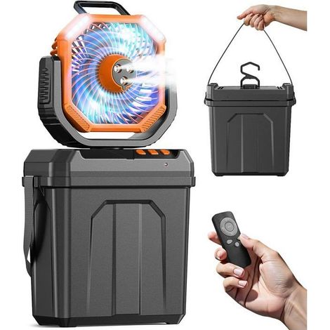 Risingff Tragbare Klimaanlage, Ventilator, Nebelmaschine, 20000 mAh Akku mit Fernbedienung und LED-Beleuchtung - KZQ (1/4)