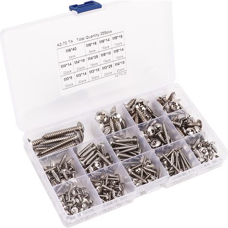 255 selbstschneidende Kreuzschlitzschrauben aus Edelstahl 304, Blechschrauben M3 M4 M5 M6 (1/5)