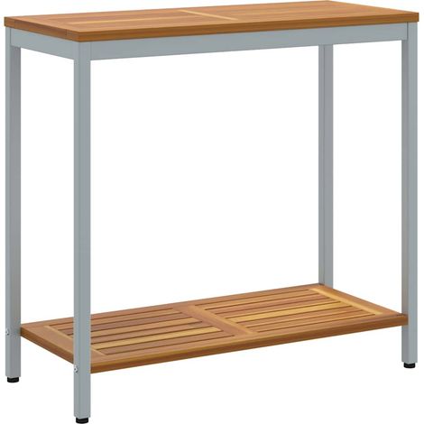 Mesa de Exterior con estante Natural y gris 80 x 35 x 75 cm vidaXL (1/5)