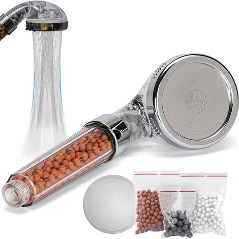 Wassersparende Handbrause für das Badezimmer, dreistufiges Filtersystem mit 3 Packungen austauschbarer Mineralkugeln (1/5)