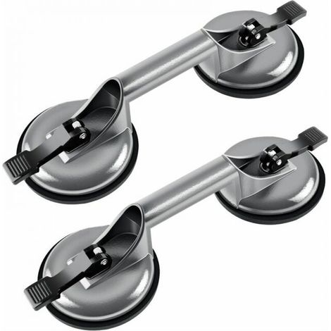 2 x Double Suction Cup 100kg, Aluminum Handling Suction Cup 120mm Glazier Suction Cups (1/5)