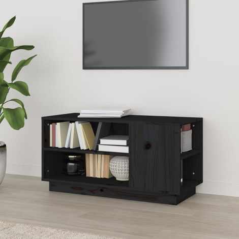 Mueble de TV madera maciza de pino negro 80x35x40,5 cm vidaXL (1/5)