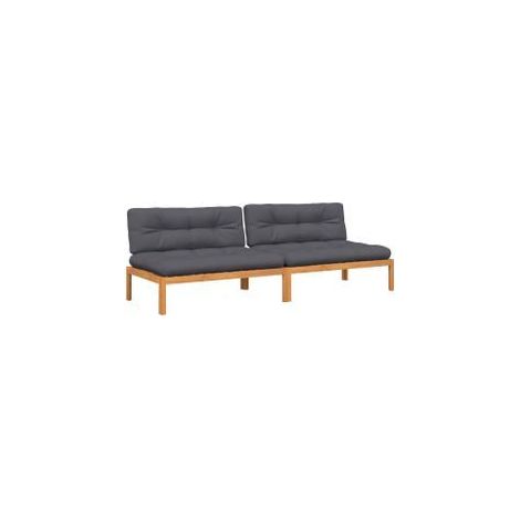 Canapés centraux palette de jardin et coussins 2pcs bois acacia (1/5)