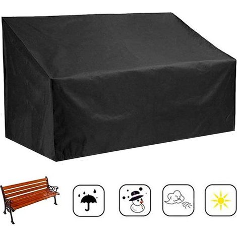 Housse de banc de jardin - 3 places - Imperméable - Résistante aux UV, au vent et aux déchirures - Tissu Oxford 210D - Housse de protection extérieure - 163 x 66 x 89 cm - Noir (1/5)