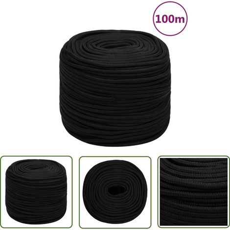 vidaXL Corde de travail Noir 10 mm 100 m Polyester