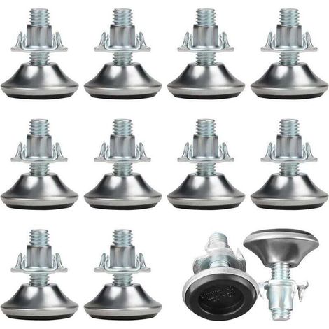 Pieds De Meubles Réglables M8 X 30 Mm 12 Pièces Avec Coussinets En PP Et Écrous En T