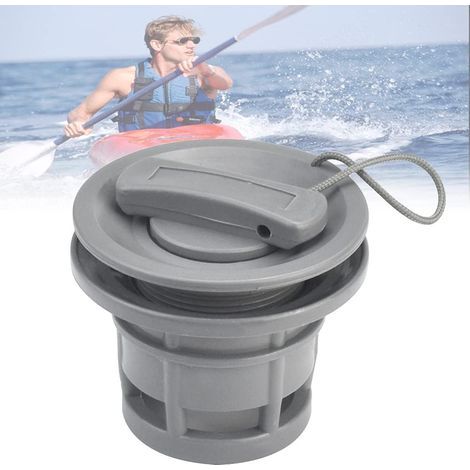 PVC-Ventilkappen für Schlauchboote mit Gummidichtung – Auslaufsicheres Ventil für Boote, Flöße, Kanus und mehr – Grau (1/5)