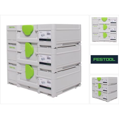 Festool Systainer Set 3x SYS3 M 137 ( 3x 204841 ) 10,4 Liter 396x296x137mm Werkzeugkoffer koppelbar (1/4)