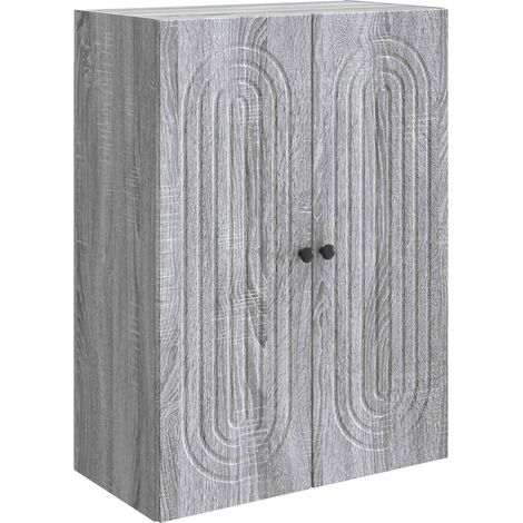 Maison Exclusive - Mobiletto a muro Sonoma grigio 66 x 34,5 x 90 cm (1/5)