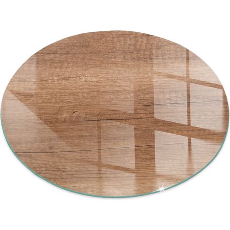 Kaminofen Glasplatte Funkenschutz Kaminplatte Kaminglas Ofenglas gehärtetem Glas mit Motiv Natürliches Holzmuster Rund fi 100 cm