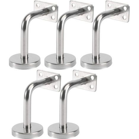 Lot de 5 Support Main Courante Inox - Murale Supports de Main Courante pour Escalier Exterieur Intérieur, Rampe Escalier Bois, Rail D'escalier (6x8x5cm/2.7x3.1x2.0in) (1/5)