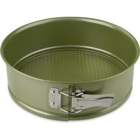 Zenker Stampo Tortiera Apribile a 1 Fondo con Cerniera Ø24 cm, in Acciaio Carbon Steel Rivestimento Antiaderente in Cera di Carnauba, Colore Verde Oliva, Linea Green Vision
