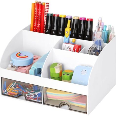 Boîte de rangement pour bureau, petit meuble de rangement transparent à tiroirs, boîte de rangement pour fournitures de bureau et autres articles d'étudiant (1/5)