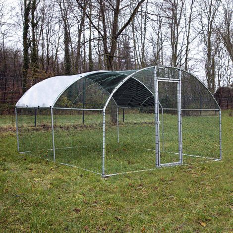 Fudajo Recinto exterior jaula corral XXL 4x2,95x2m con techo solar impermeable y puerta de acceso